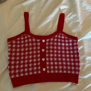 cute red crop top with heart buttons
